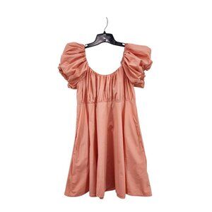 Abercrombie and Fitch Women's Solid Smocked Puff Sleeve Mini Dress - L